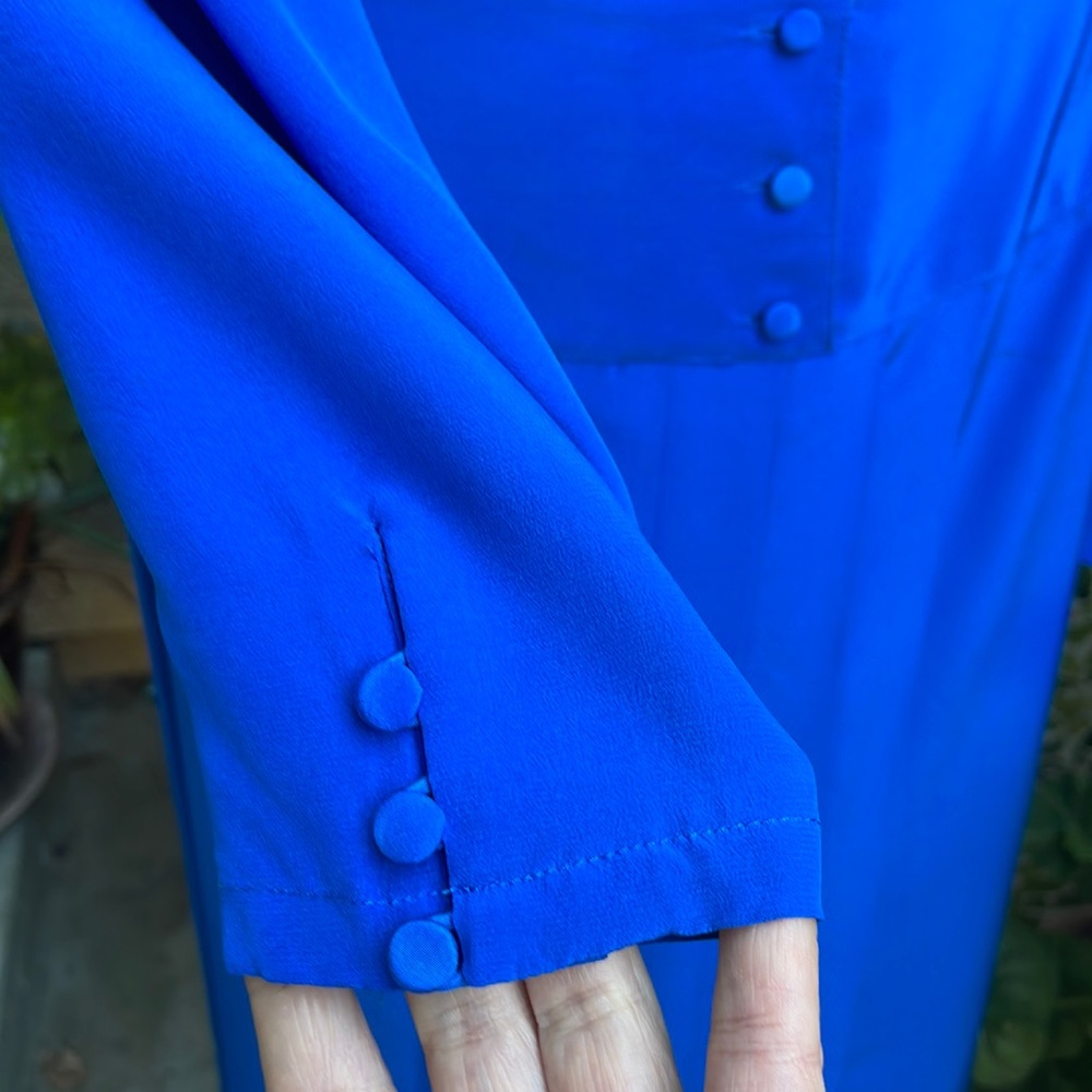 Vintage royal blue Cadaz silk dress - Picture 5 of 12